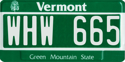 VT license plate WHW665