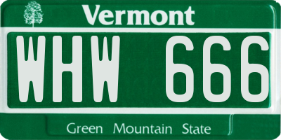 VT license plate WHW666
