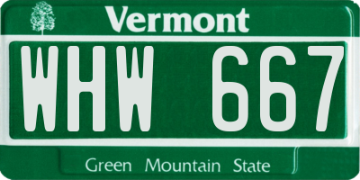 VT license plate WHW667