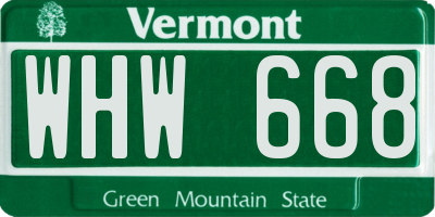 VT license plate WHW668