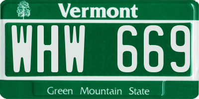 VT license plate WHW669