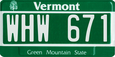 VT license plate WHW671