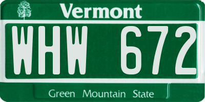 VT license plate WHW672