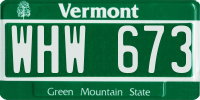 VT license plate WHW673