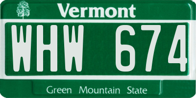 VT license plate WHW674