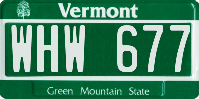VT license plate WHW677