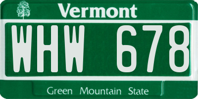 VT license plate WHW678