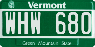 VT license plate WHW680