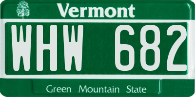 VT license plate WHW682