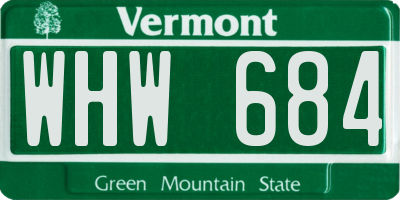 VT license plate WHW684
