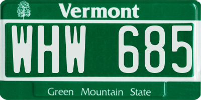 VT license plate WHW685