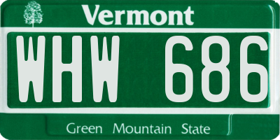 VT license plate WHW686