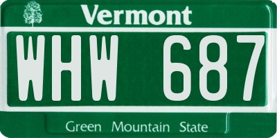 VT license plate WHW687