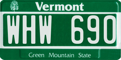VT license plate WHW690