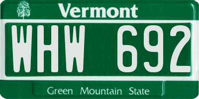 VT license plate WHW692