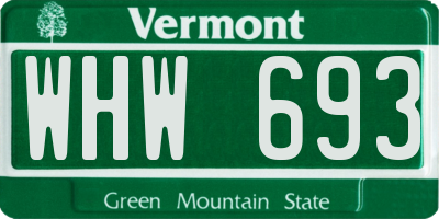 VT license plate WHW693