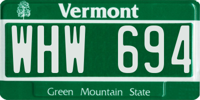 VT license plate WHW694