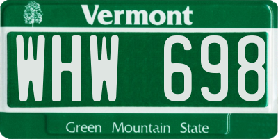 VT license plate WHW698