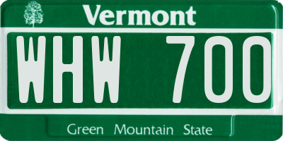 VT license plate WHW700