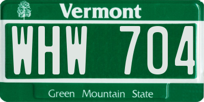 VT license plate WHW704