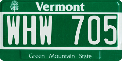 VT license plate WHW705
