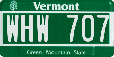 VT license plate WHW707