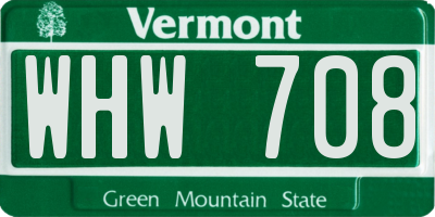 VT license plate WHW708