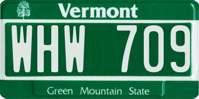 VT license plate WHW709