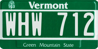 VT license plate WHW712