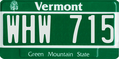 VT license plate WHW715
