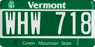 VT license plate WHW718