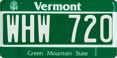 VT license plate WHW720
