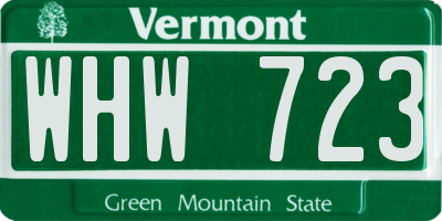 VT license plate WHW723