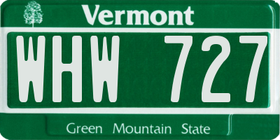 VT license plate WHW727