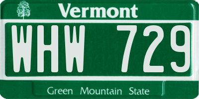 VT license plate WHW729