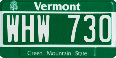 VT license plate WHW730