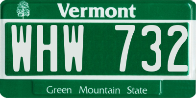 VT license plate WHW732