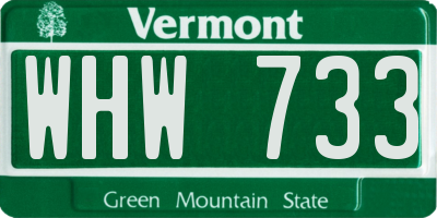 VT license plate WHW733