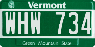 VT license plate WHW734