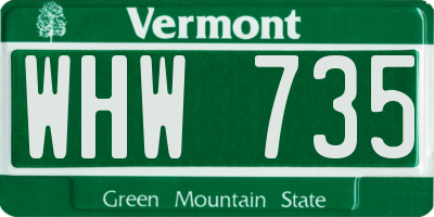VT license plate WHW735