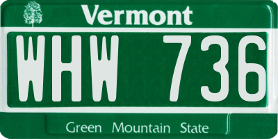VT license plate WHW736