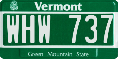 VT license plate WHW737