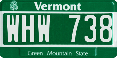 VT license plate WHW738