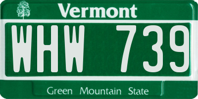 VT license plate WHW739