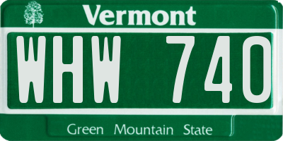 VT license plate WHW740