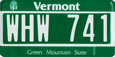 VT license plate WHW741