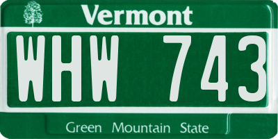 VT license plate WHW743