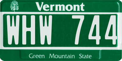 VT license plate WHW744