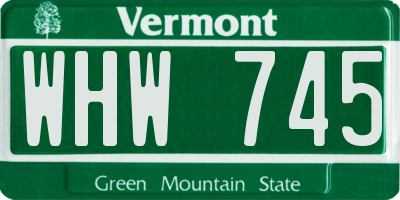 VT license plate WHW745