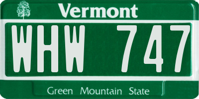 VT license plate WHW747